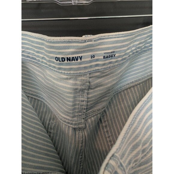 NWT Old Navy High-Waisted Striped Baggy Shorts 5-inch inseam Pinstripe Blue - 20 - Picture 5 of 7